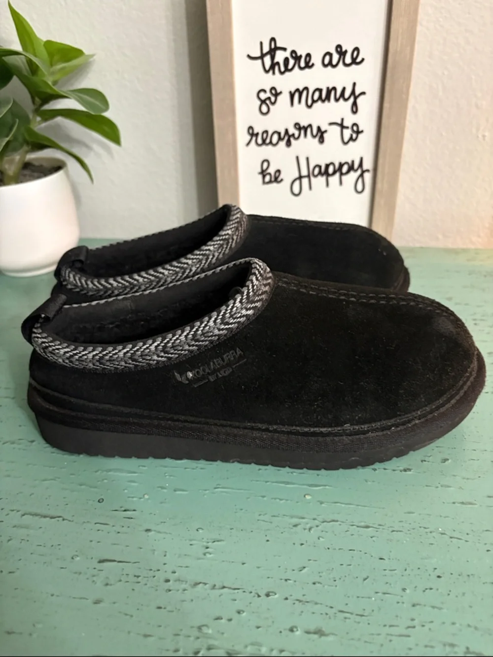 Kids Black Slip-On Suede Casual Shoes